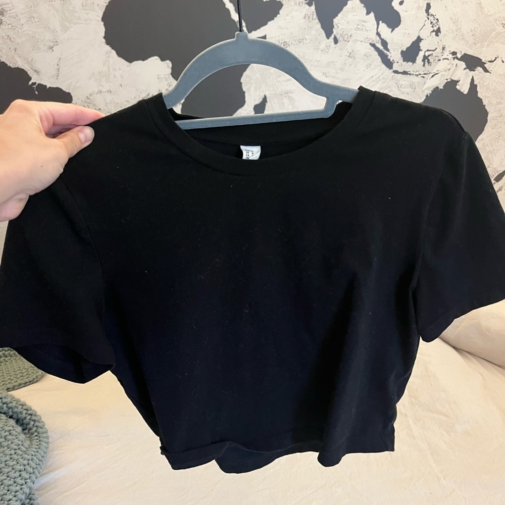 plain black SHEIN cropped tee (size M)
